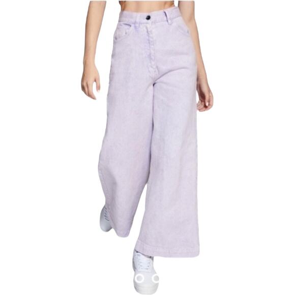 Urban Outfitters Lena Wide Leg Jean Lavender 26 High Waisted Relaxed Fit - Picture 1 of 7
